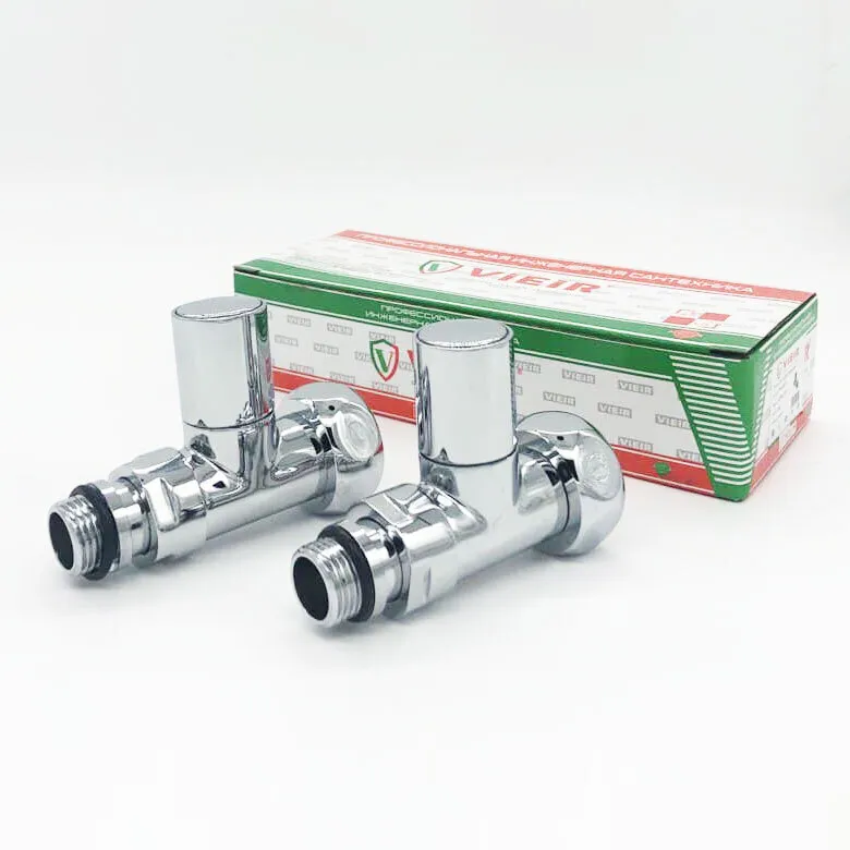Кран для полотенцесушителя прямой хромированный VIEIR 1/2" х 1" (наруж. резьба х нак. гайка), ручка круглая, вариант, фото 2