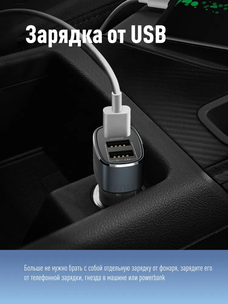 Фонарь налобный аккумуляторный 250м зарядка от USB, 250 м, фото 3