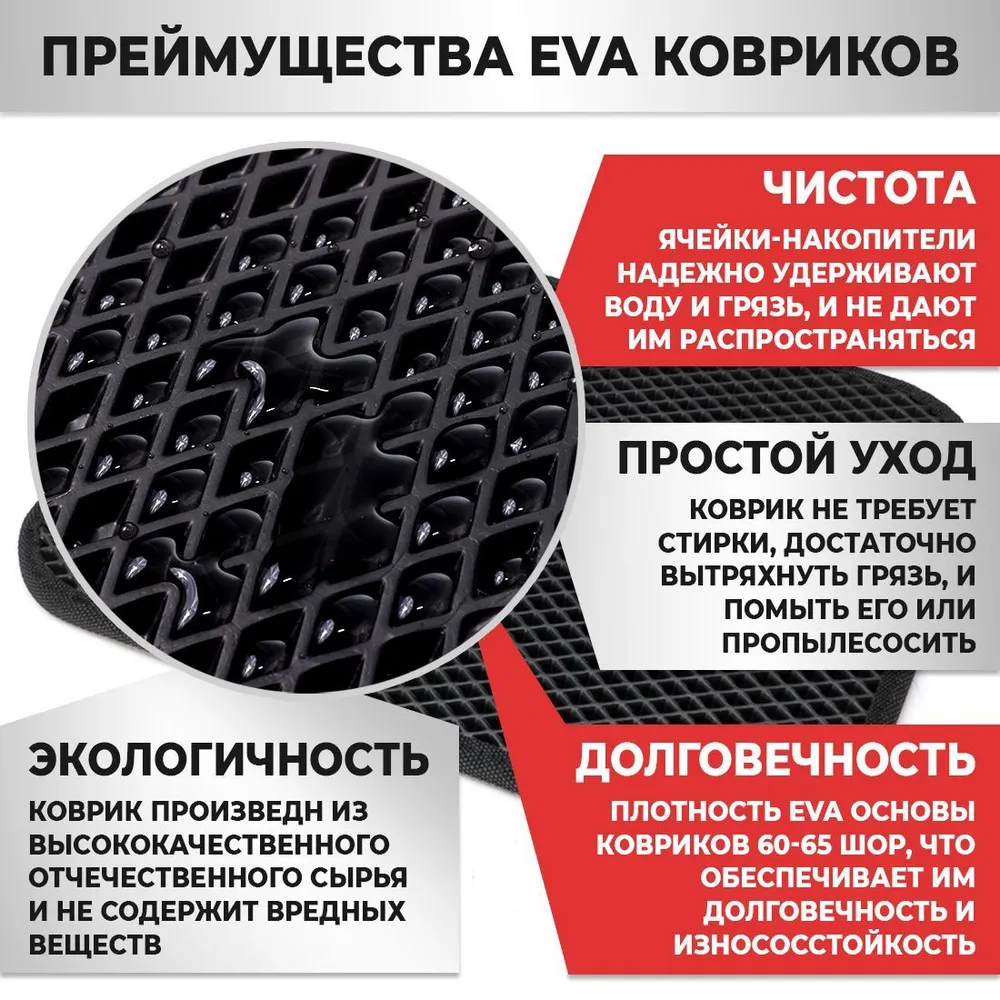 Коврик придверный в прихожую в ванную 60х90 см ЭВА ЕВА EVA черный, 60x90 см, фото 2