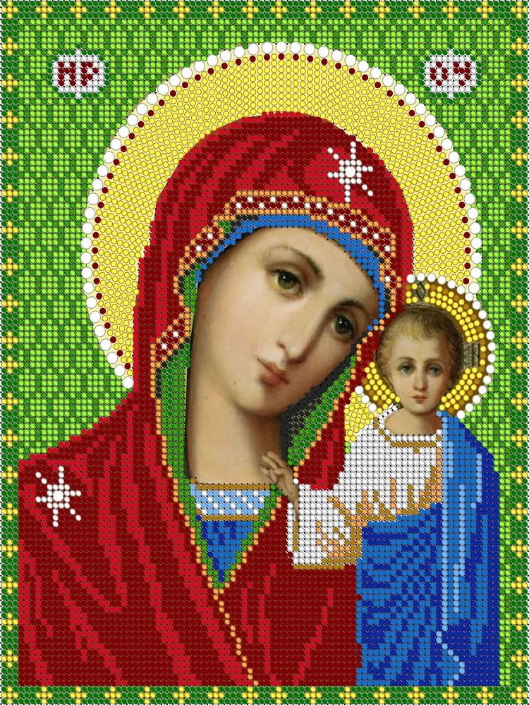Схема для вышивки бисером Светлица, Икона Прсв .Богородица Казанская, 12х16 см , без бисера, 12x16 см