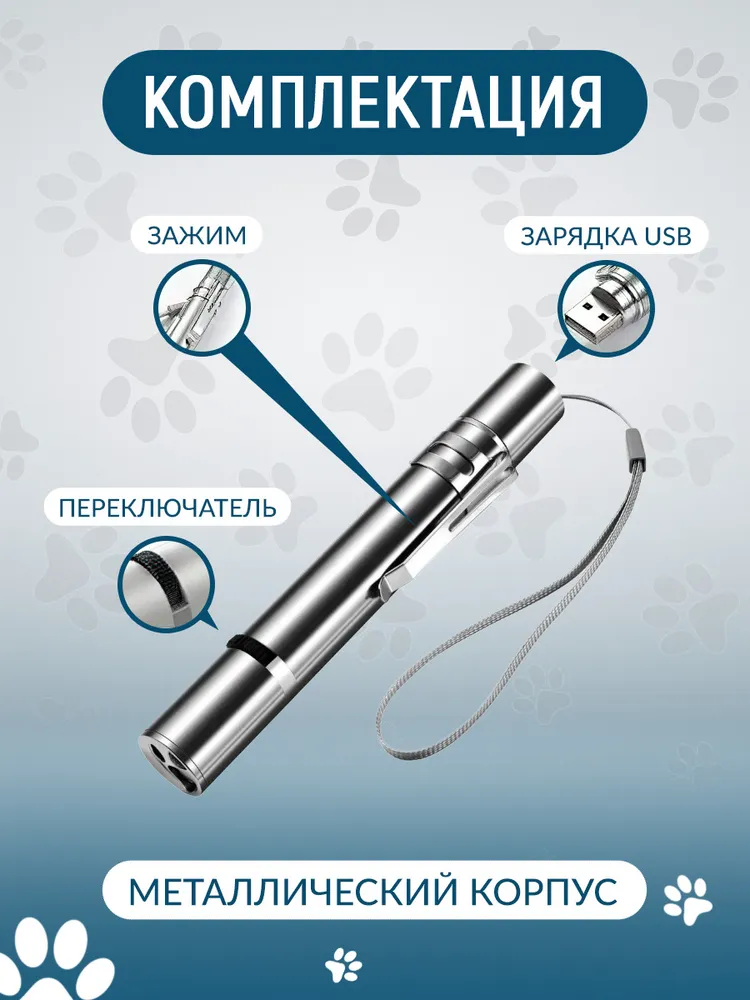 Лазерная указка AG Smart для кошек и собак, Лазер, УФ, Фонарик, с USB зарядкой, вариант, фото 5