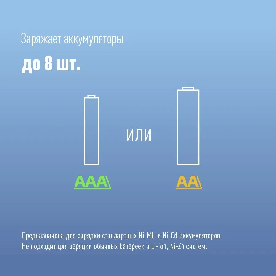 Зарядное устройство c аккумуляторными батарейками АА 2700 мАч в комплекте КОСМОС, 2700 мАч, фото 3