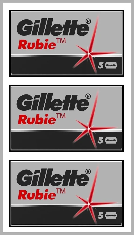 Двусторонние лезвия для Бритвы Gillette "Rubie Platinum Plus", классические, для T-образных бритв и шаветок, 3 упаковки по 5 шт, 5 шт