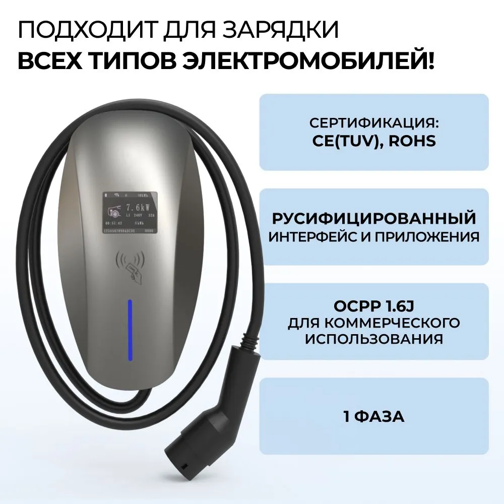 Зарядная станция для электромобилей Pandora MINI 711C с кабелем Type2, электромобиля S OK 7кв, фото 2