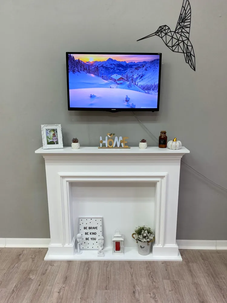 Kamin_decor_msk Портал каминный Милан 120, белый / декоративный камин, белый