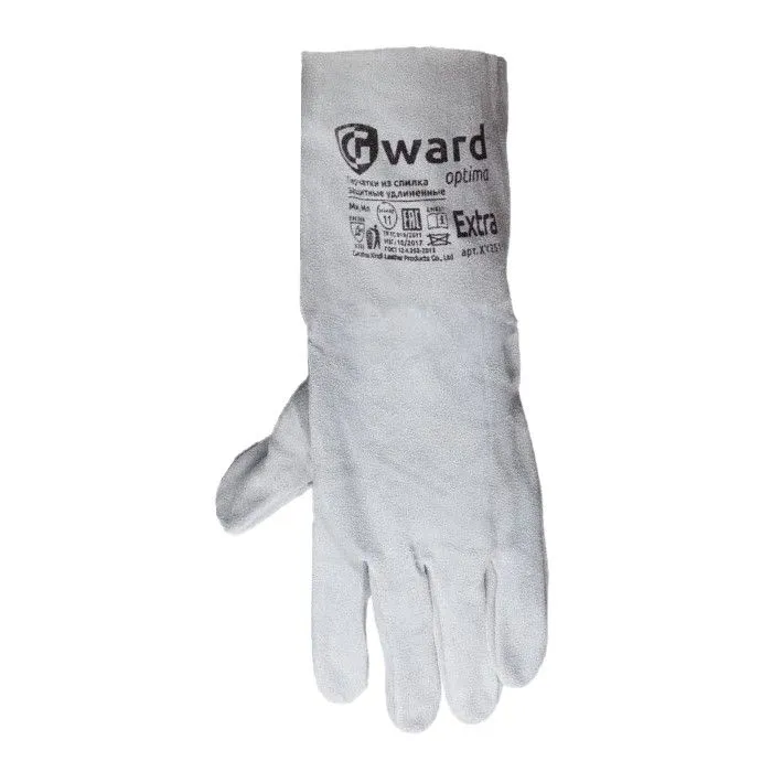 Краги сварщика, перчатки защитные, рабочие Gward Extra, размер 11 (XXL), серого цвета, без подкладки, 1 пара, серый, фото 5
