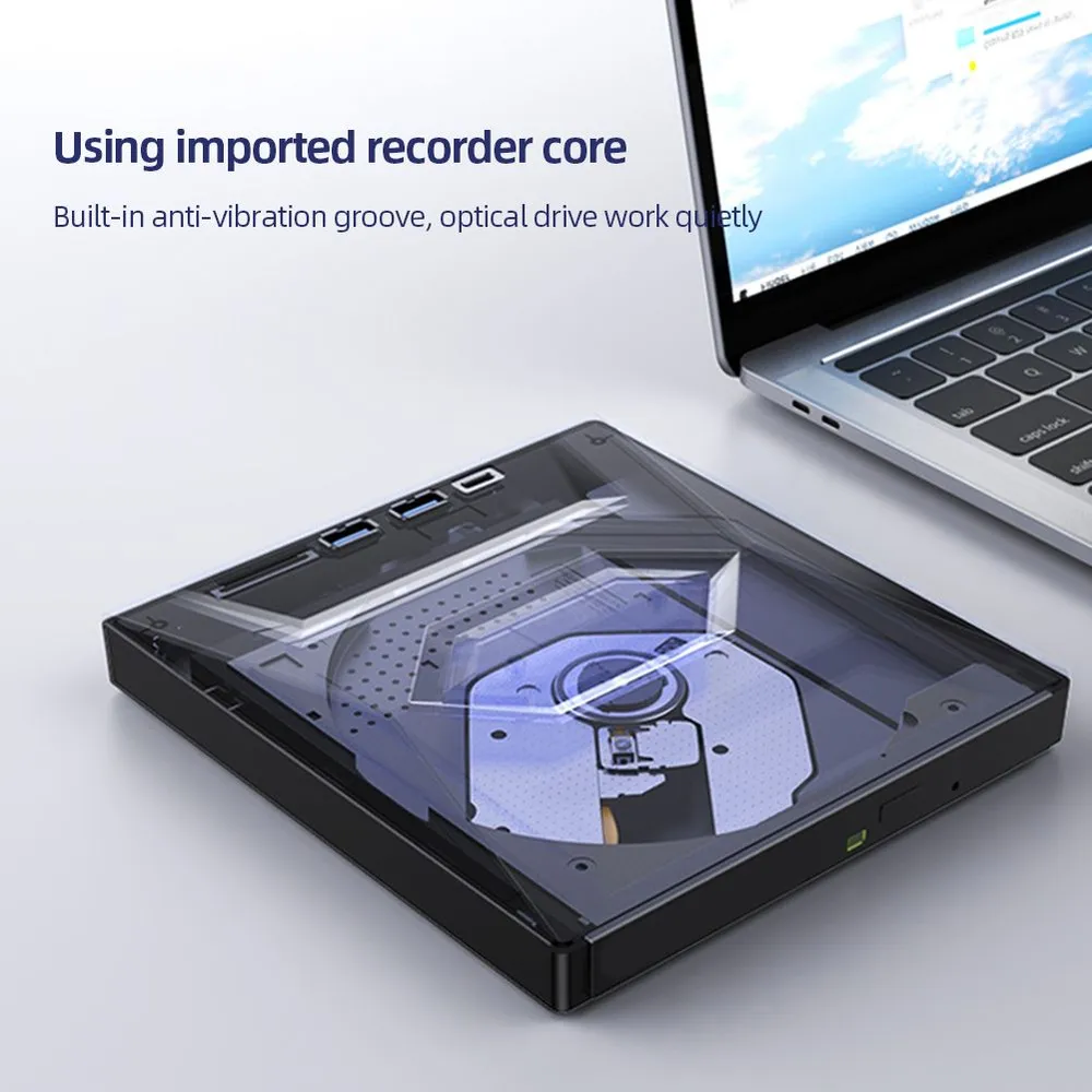 Записывающее устройство 5 в 1, USB 3.0 / Type-C, внешний привод CD DVD, для компьютера / ноутбука, вариант, фото 6