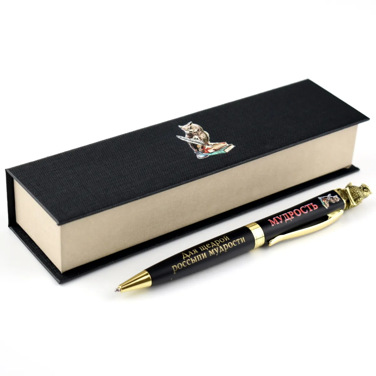 Ручка шариковая "Сова" с навершием из латуни художественного литья в ...