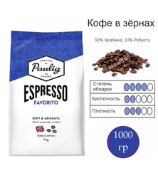 Кофе Paulig Espresso Favorito в зернах, 1 кг. Финляндия Рекомендуем также