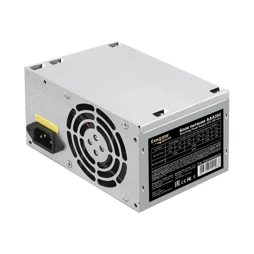 EXEGATE EX259589RUS Блок питания 350W Exegate AAA350, ATX, 8cm fan, 24p+4p, 2*SATA, 1*IDE