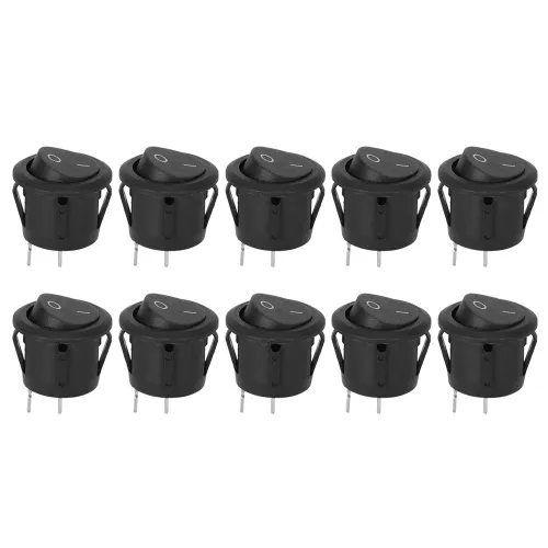 Выключатели-качели KCD1, 2-контактные, круглые, 10 шт, для бытовой техники, черные, 6A250VAC