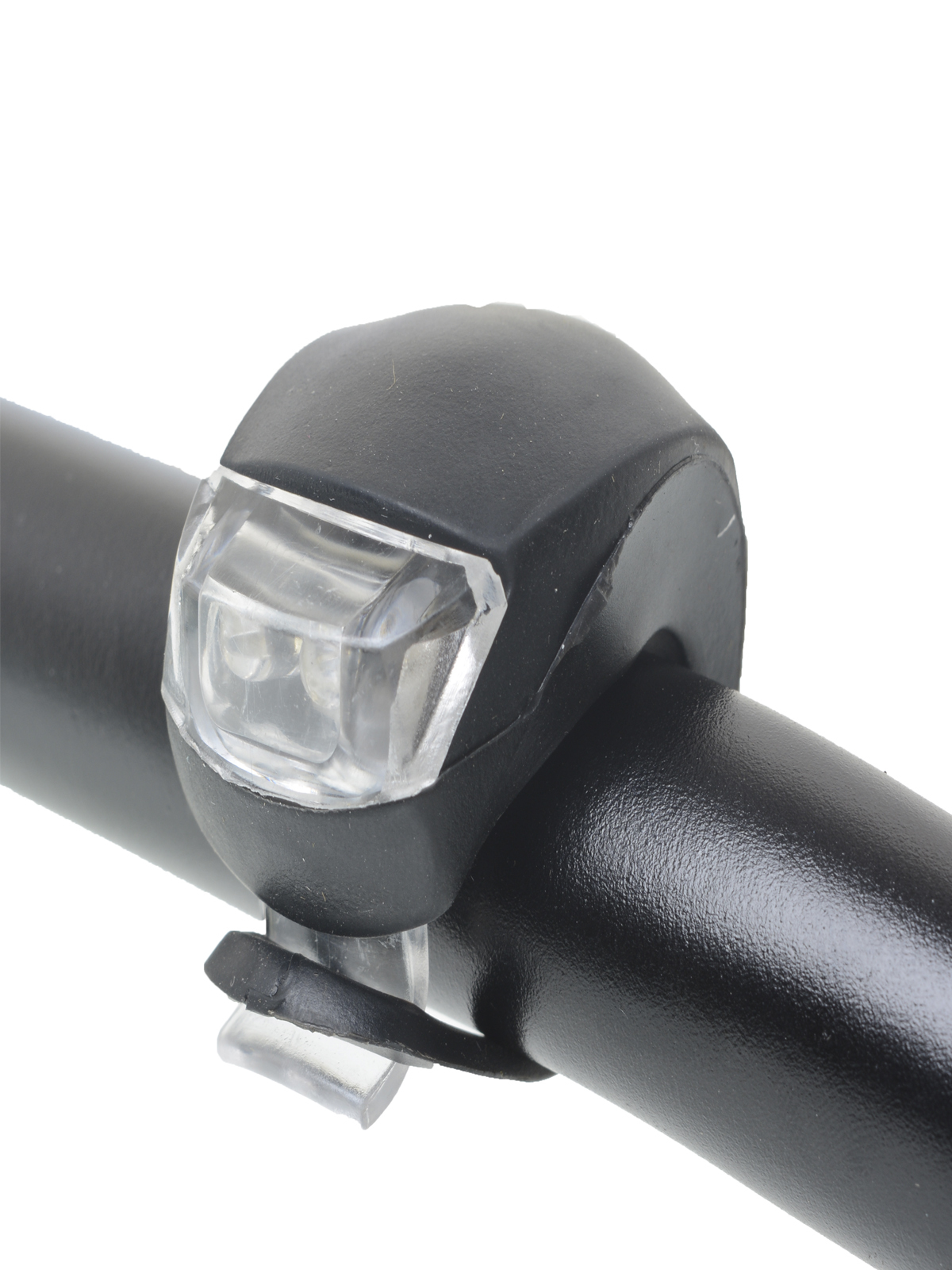 Фонарь LED в силиконовом корпусе на руль велосипеда, скутера, на шлем, питание от батареек, черный Фонарь LED в силиконовом корпусе на руль велосипеда, скутера, на шлем, питание от батареек, черный