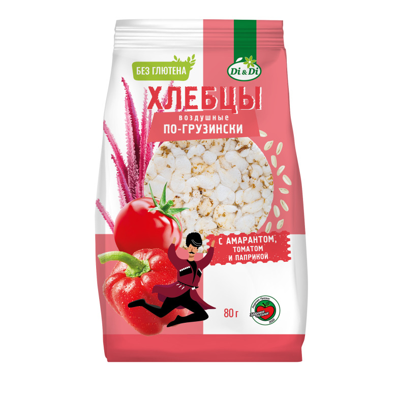 Хлебцы воздушные без глютена "Di&Di" по-грузински с амарантом, томатом ...