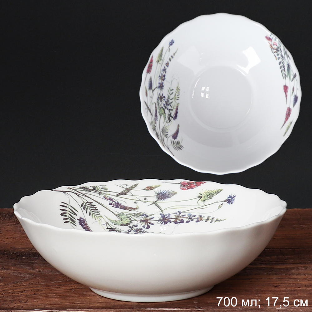Салатник WHITE LILY глубокий, 700 мл, диаметр 17,5 см, зеленый, стеклокерамика