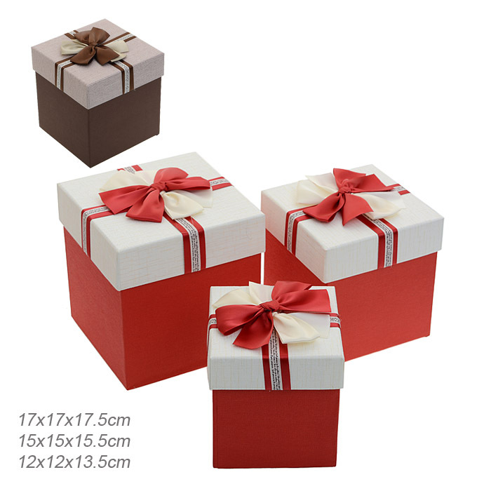 Коробка подарочная 3 штуки, 17х17х17,5см, 15х15х15,5см, 12х12х13,5см, красная Коробка подарочная 3 штуки, 17х17х17,5см, 15х15х15,5см, 12х12х13,5см, красная