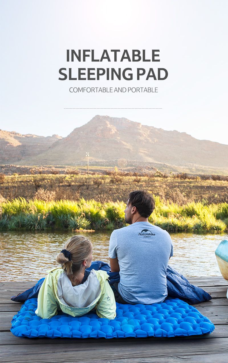 Коврик надувной туристический двуспальный с надувным мешком Naturehike ...