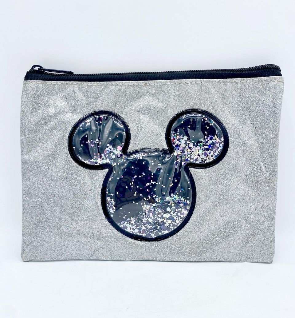 Пенал Косметическая сумка Disney Mickey Mouse Silver Glitter Travel Makeup Case primark