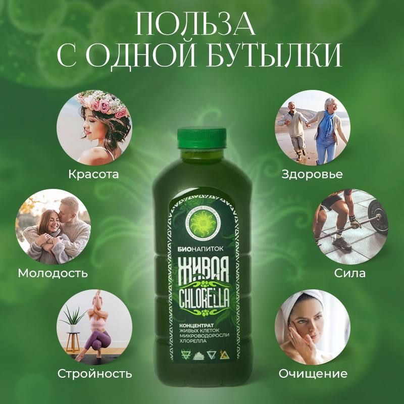 Хлорелла концентрат питьевая микроводоросль 8л для человека, жидкий ...