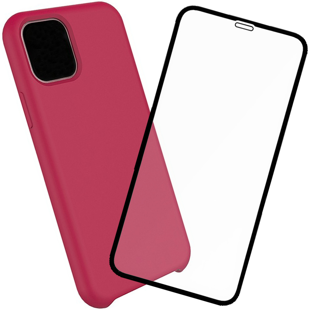 Силиконовый чехол Silicone Case для iPhone 11 спелая малина, комплект со  стеклом 3D Tiger Glass - купить с доставкой по выгодным ценам в  интернет-магазине OZON (178947401)