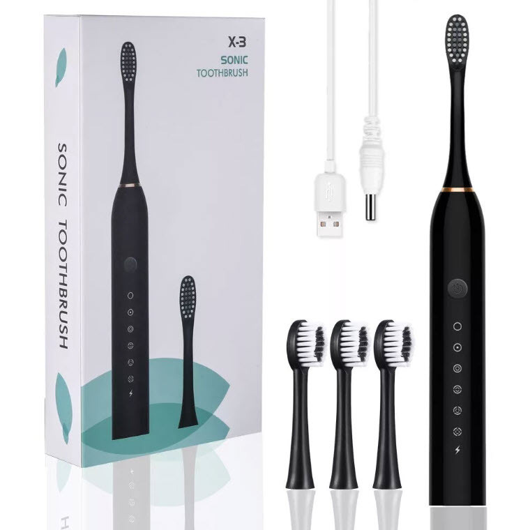 Электрическая зубная щетка Sonic Toothbrush X-3 Smarter, звуковая зубная щетка черная  #1