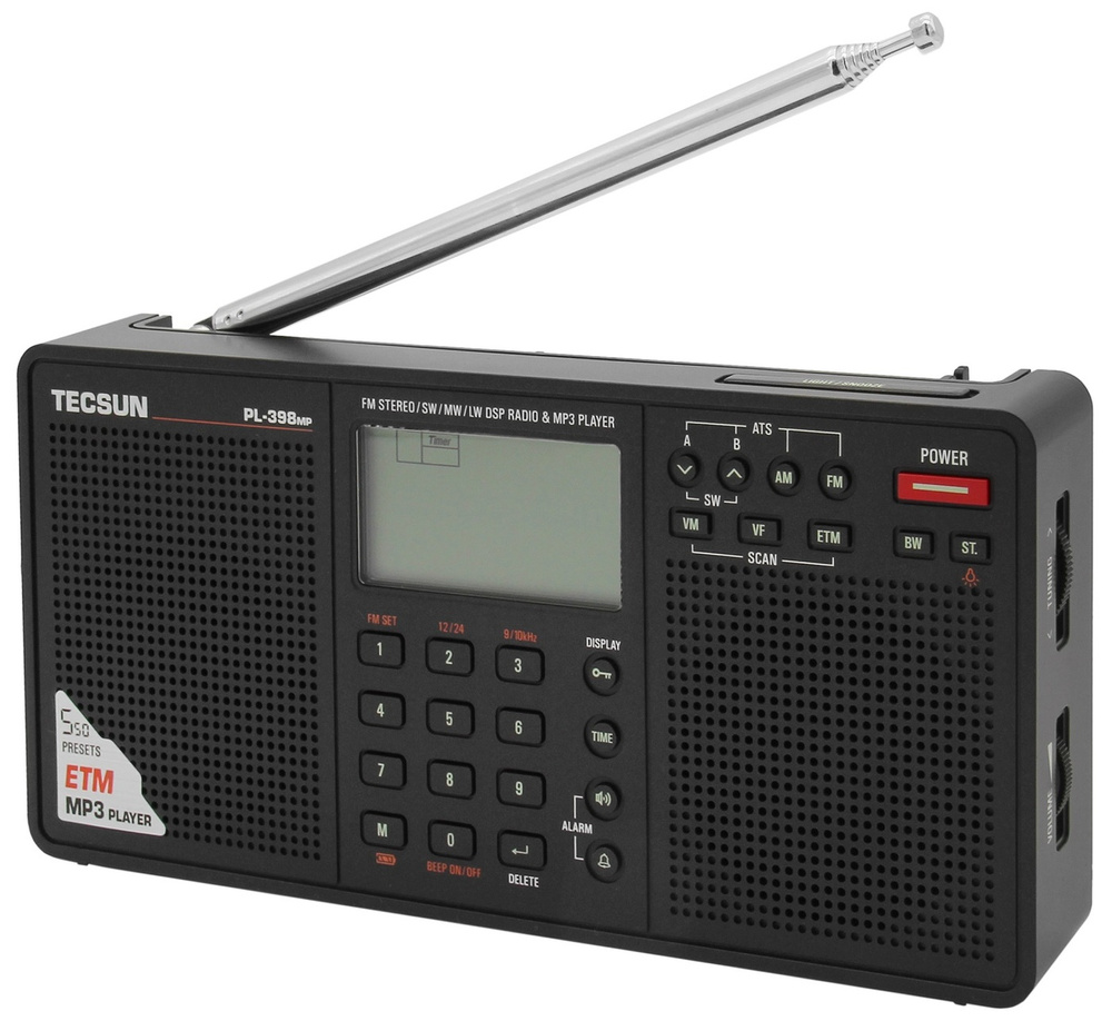 Портативный цифровой стерео радиоприемник с mp3 плеером Tecsun PL-398MP (export version) black  #1