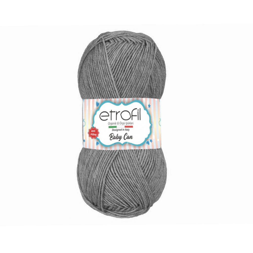 Пряжа Etrofil BABY CAN Детская Антипиллинговый акрил, 80091 серый, 100 гр, 250 м, 3 шт/упак  #1