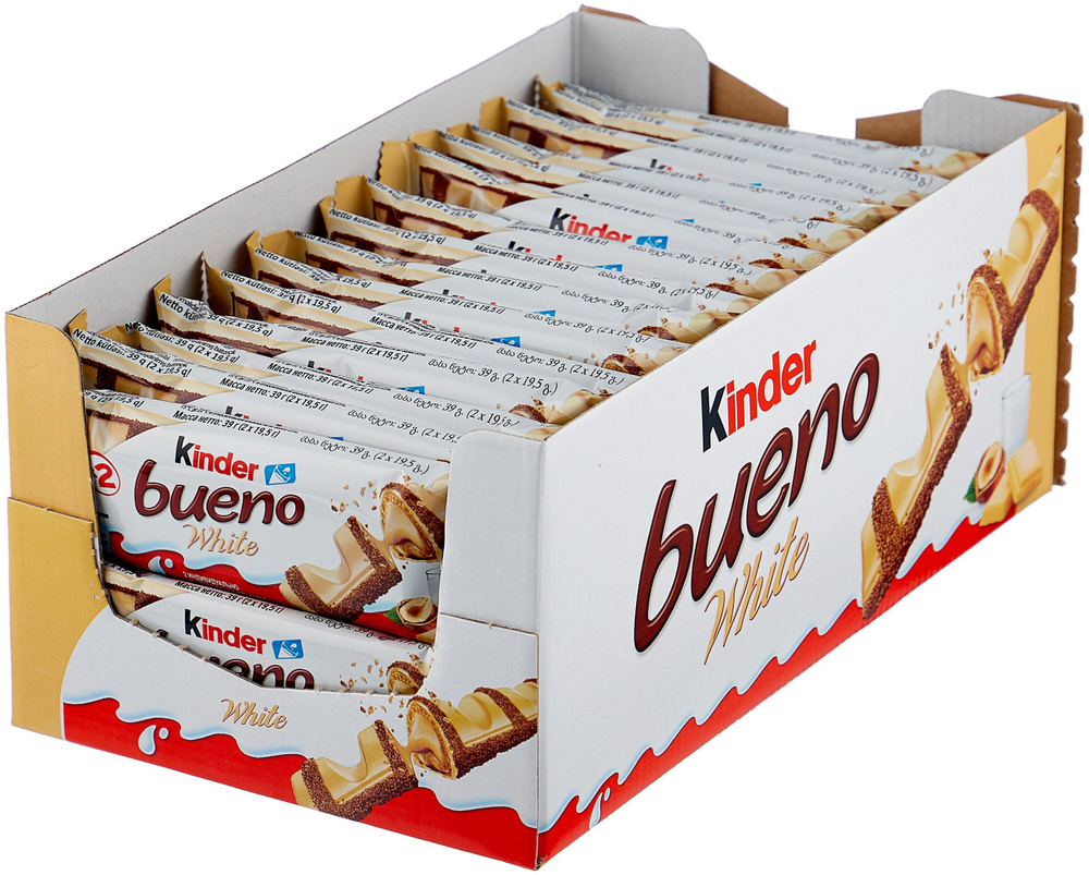 Вафли Kinder Bueno White С молочно-ореховой начинкой 30 шт по 39 г ...