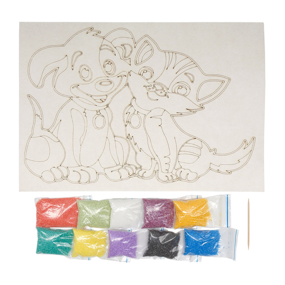 Набор для рисования песком с трафаретом Собачки 21*30 см, Айрис купить ...