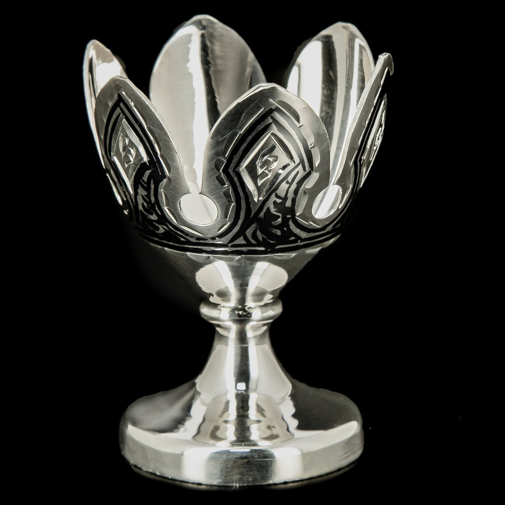 Серебряная пашотница 875 проба в подарочном футляре, подставка под яйцо ...