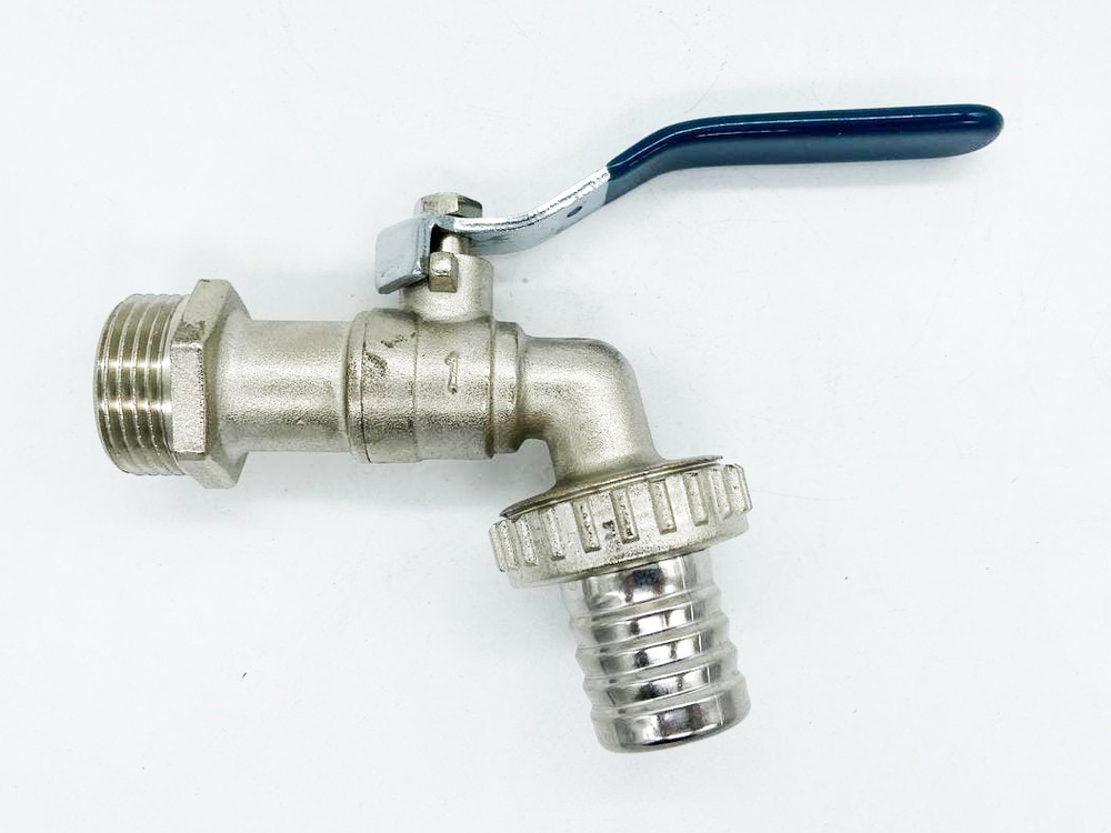 Кран садовый со штуцером никелированный NNM 1" наружная резьба - купить ...