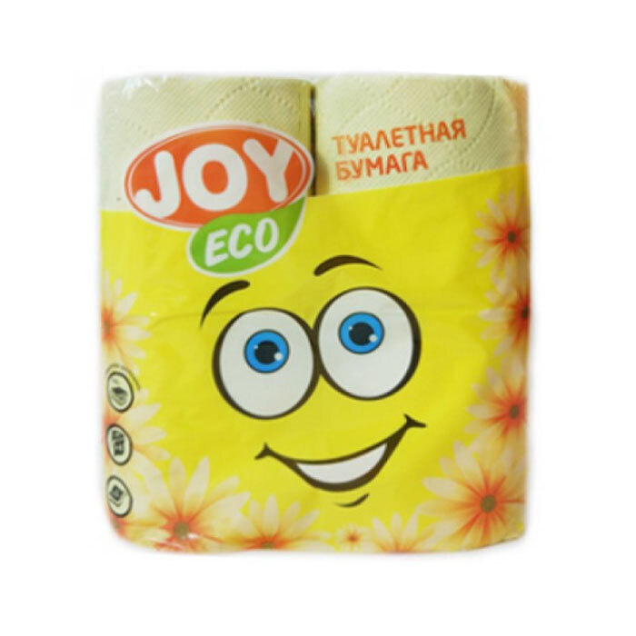 Туалетная бумага Joy Eco 2-слойная 4 рулона 17,5 метров Желтая  #1