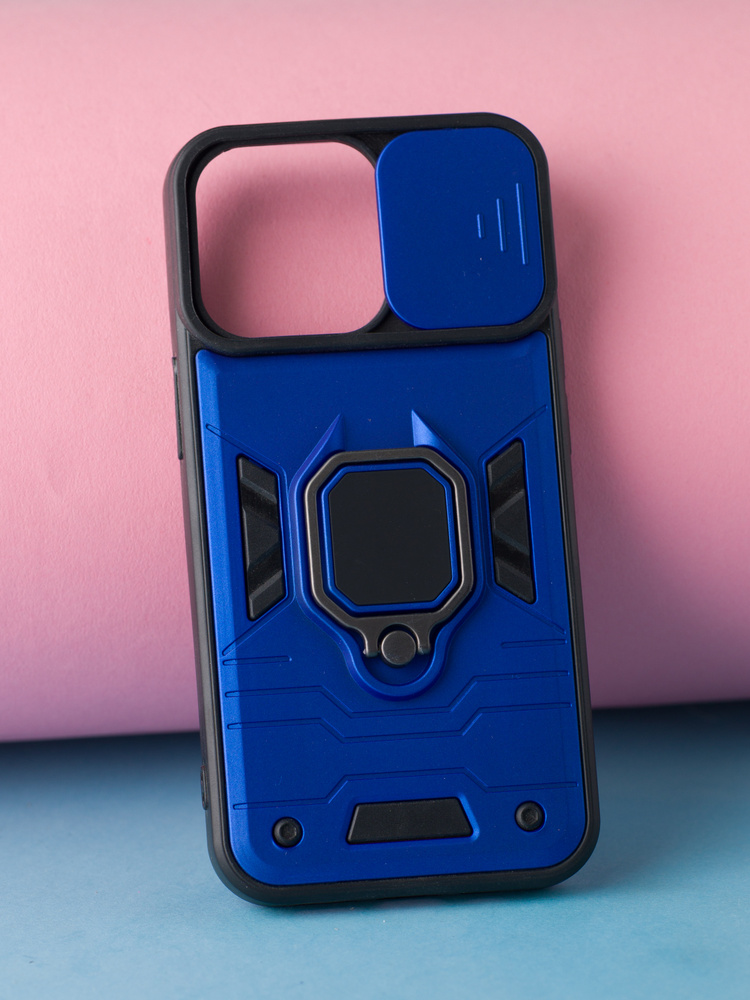 Чехол противоударный с магнитом подставкой и шторкой синий на Apple ...