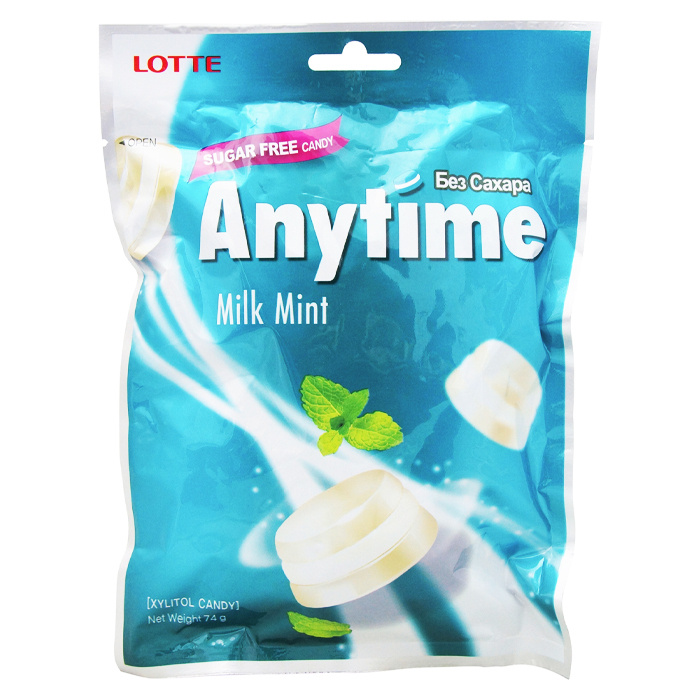 Lotte Карамель с ксилитолом без сахара Lotte Anytime Milk Mint со вкусом молока и мяты, 74 г  #1