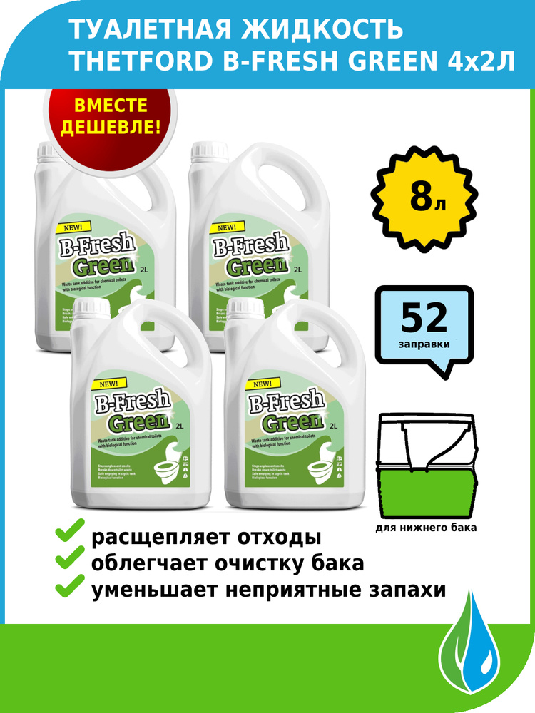 Thetford fresh green. Туалетная жидкость b-Fresh. Thetford туалетная жидкость b-Fresh Green 2 л. Жидкость b-Fresh Green, 2 л.