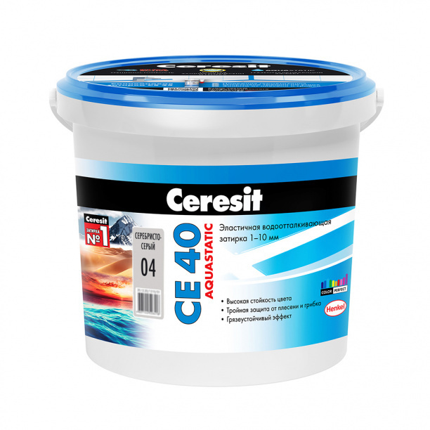 Затирка Ceresit CE 40 1-10 мм серебристо-серая 1 кг #1