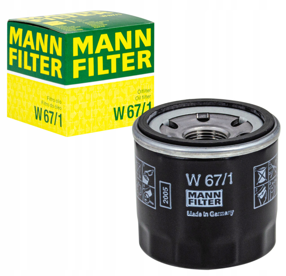 Фильтр масляный MANN FILTER W67/1 MAZDA 323,626 1,0-2,0 89 ,NISSAN Primera  P11/P12/Almera II 1,5-2,0 96