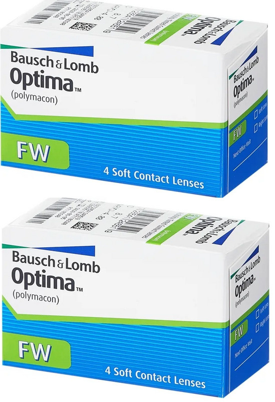 Optima FW -8.00 / 14 / 8.4, 8 штук (2 пачки по 4 линзы), квартальные контактные линзы. Bausch + Lomb #1