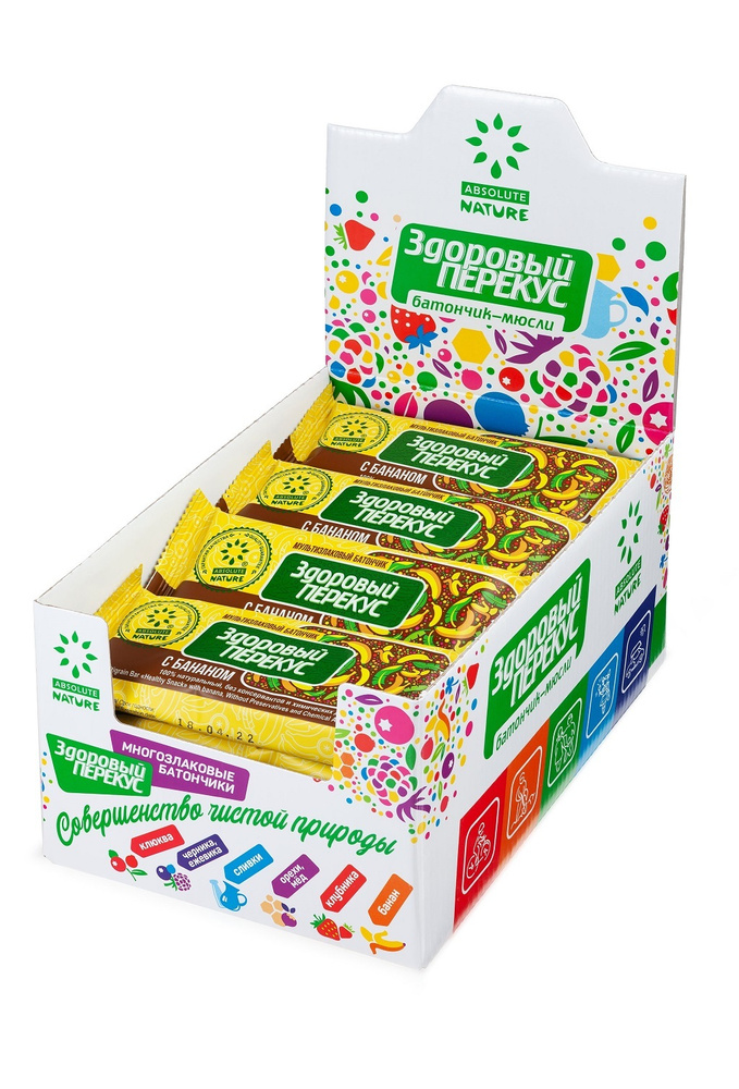 Батончик-мюсли "Здоровый перекус" с бананом 55гр.х20шт. шоубокс ...