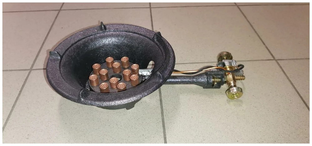 Газовая горелка 12 кВт для казана и wok №16, 12 сопел, с пьезоподжигом ...