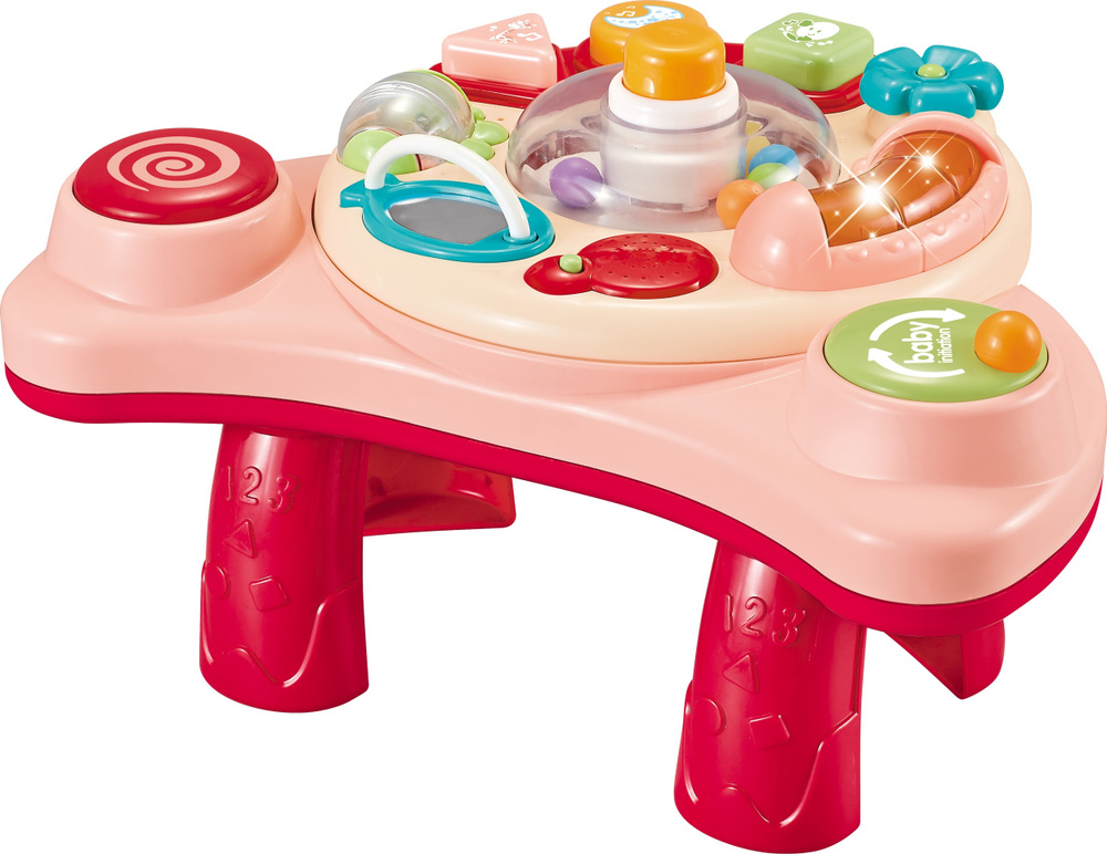 Музыкальная игрушка "Учебный стол" 3в1, со светом и музыкой, розовый, для детей от 1 года  #1