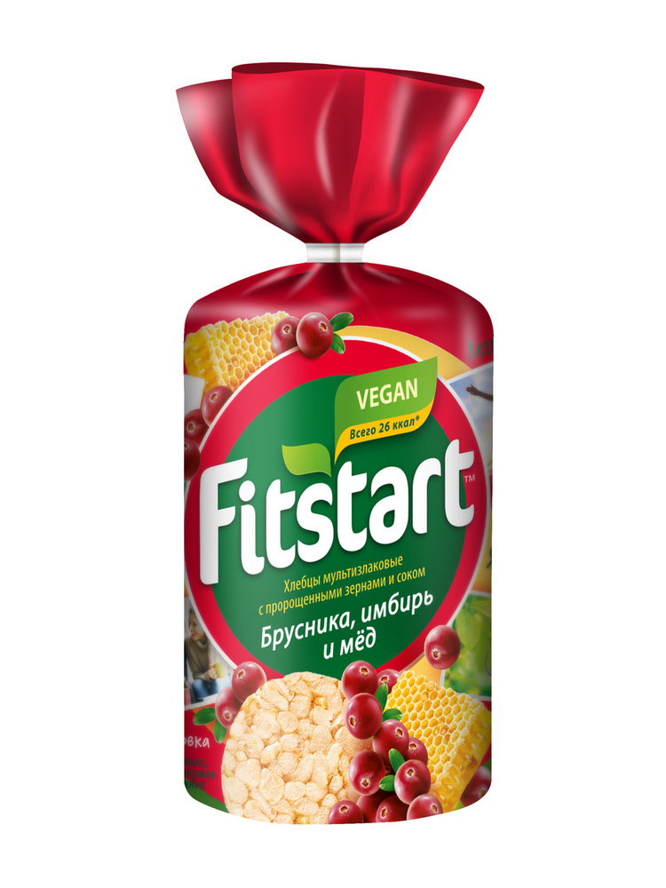 Хлебцы Fitstart мультизлаковые брусника, имбирь и мед, 100г х 2шт  #1