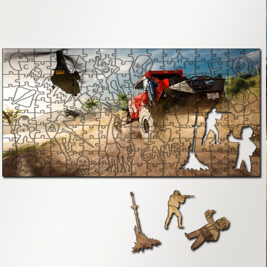 Пазл деревянный с фигурками из дерева 230 деталей 46х23 см игры Forza ...