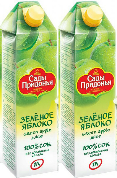 Сок Сады Придонья зеленое яблоко 1 л в упаковке, комплект: 2 упаковки  #1