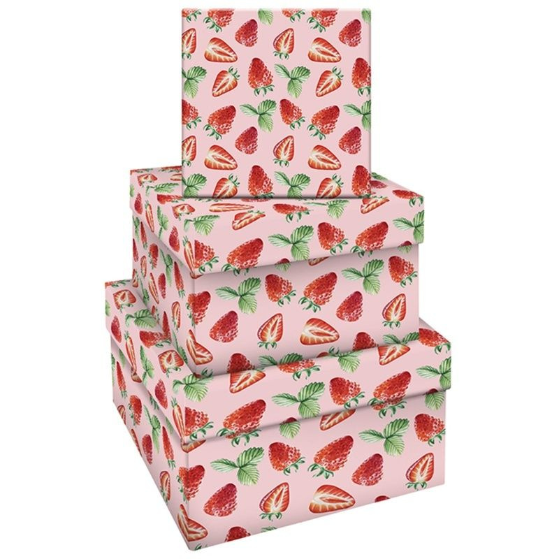 Набор коробок Meshu квадратных 3 в 1, Strawberry, 19,5х19,5х11-15,5х15,5х9 см (MS_46586)  #1