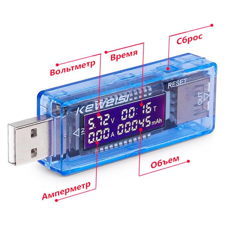 Тестер напряжения с дисплеем - USB тестер юсб Keweisi купить по ...