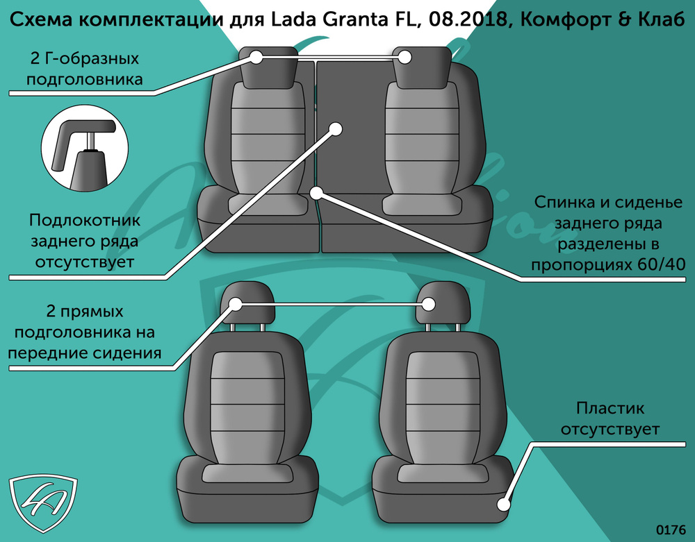 Авточехлы для Lada Granta FL, 08.2018, Комфорт & Клаб (лада гранта фл) БАЙРОН ст БАЙРОН /Орегон/ Тём-корич #1