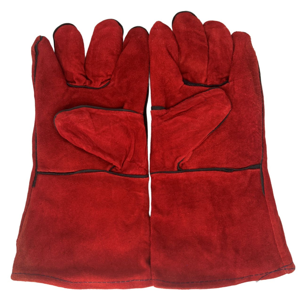 Краги сварщика X-PERT спилковые пятипалые Красные / перчатки рабочие жаропрочные  #1