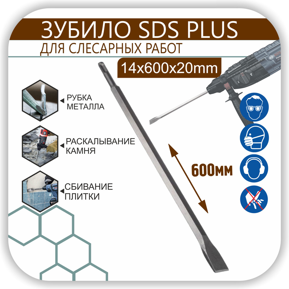 Зубило 600 мм плоское (лопатка), на перфоратор лопаточное SDS-plus,  повышенной прочности по камню, бетону, кирпичу 14x600х20 мм - купить по  выгодной цене в интернет-магазине OZON с доставкой по России (750346526)