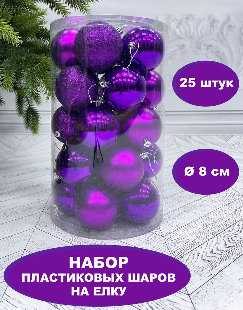 Набор ёлочных шаров ChristmasDeLuxe, диаметр 8 см, 25 шт #1