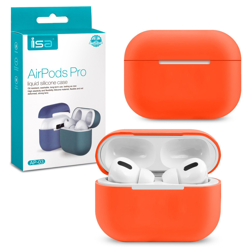 Чехол Airpods Pro Silicon Case ISA Orange #1